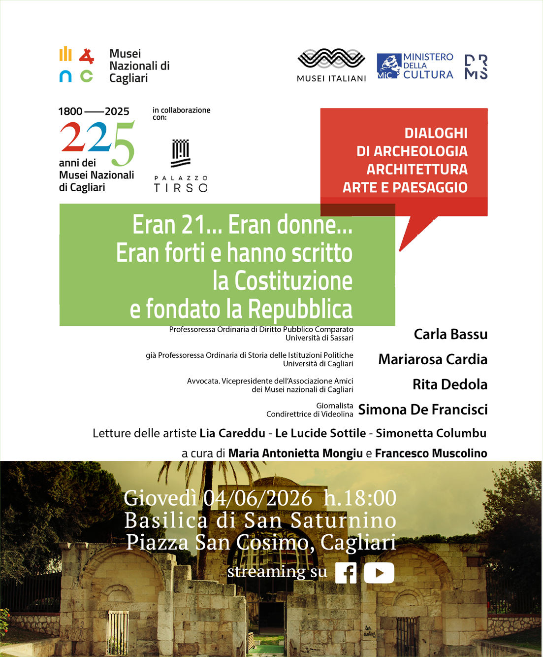 Eran 21… Eran donne… Eran forti e hanno scritto la Costituzione e fondato la Repubblica - Dialoghi di archeologia, architettura, arte e paesaggio